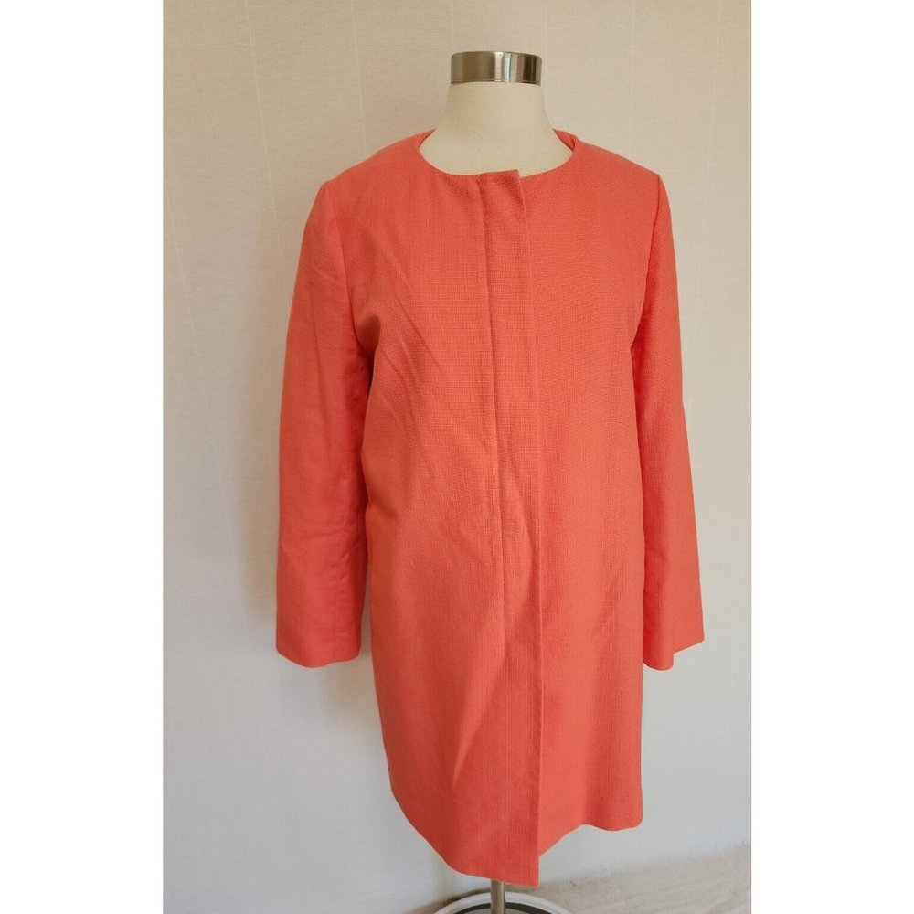 J Crew Collarless Blazer Jacket Coral Peach Blazer Size 14 Zip Front